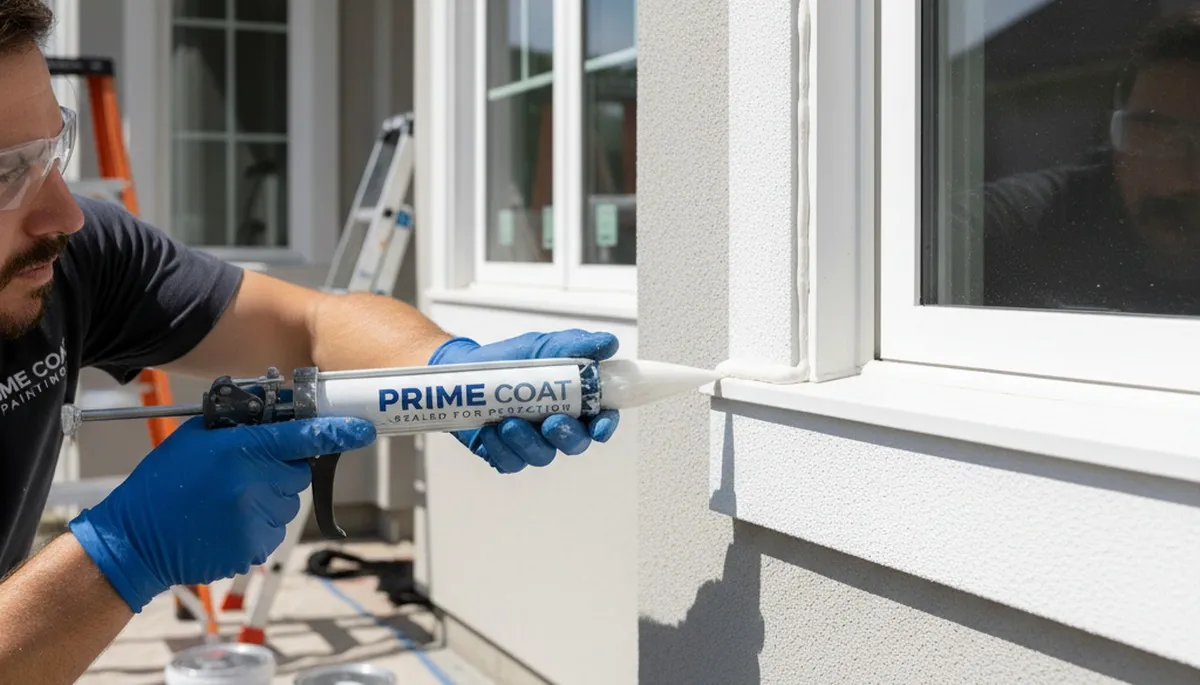 Professional caulking and sealing on Highland Park IL home exterior for weather protection