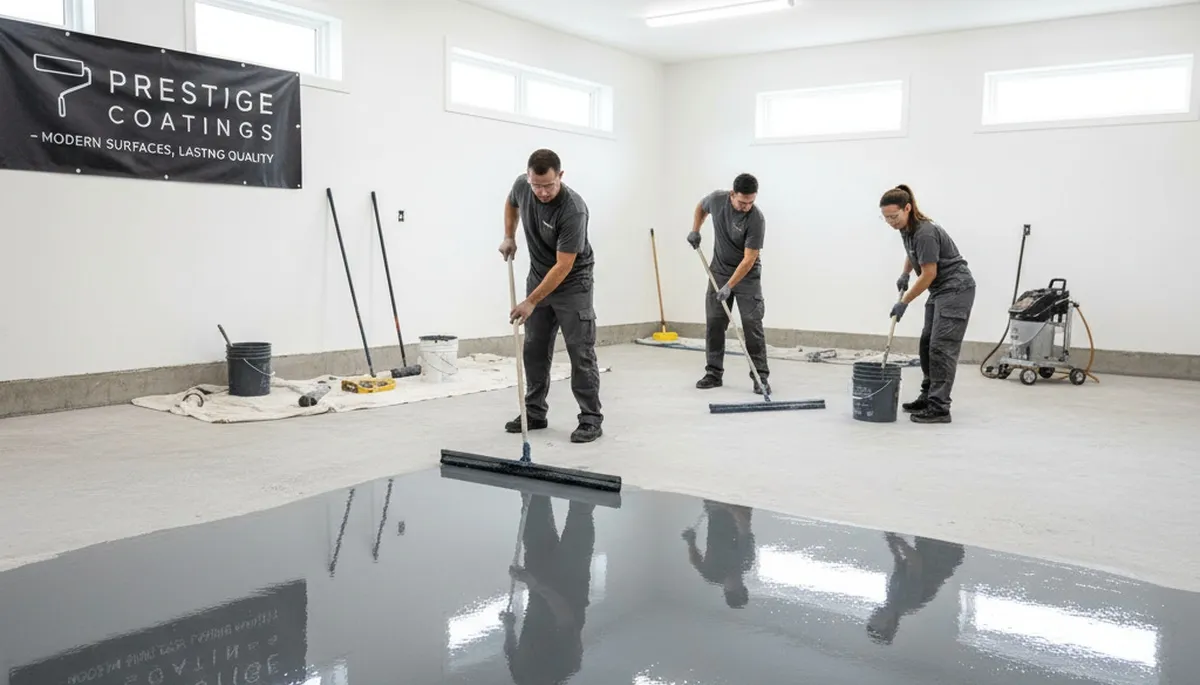 Professional epoxy floor coating in Highland Park IL garage by local painting contractors