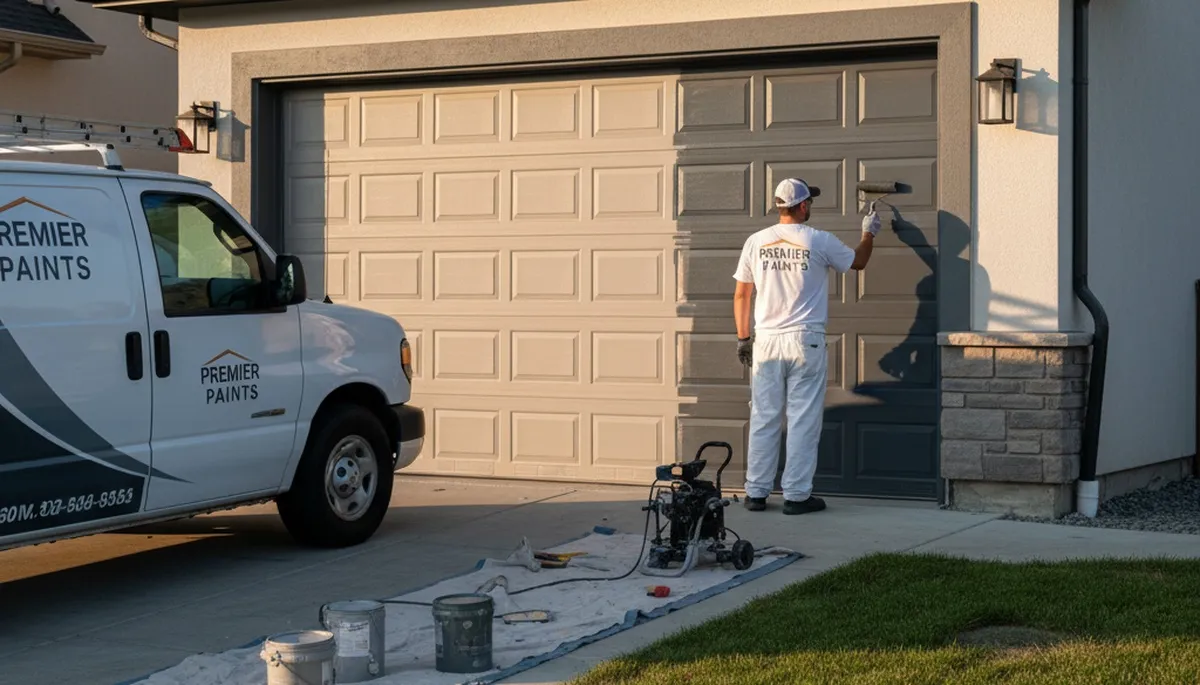 Professional garage door painting in Highland Park, IL enhancing home curb appeal and durability
