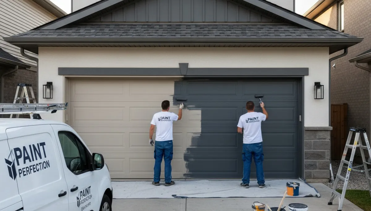 Professional garage door painting in Highland Park IL with durable, weather-resistant finishes