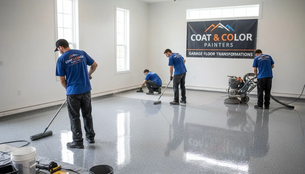 Epoxy garage floor coating in Highland Park IL with durable finish by local painting contractors