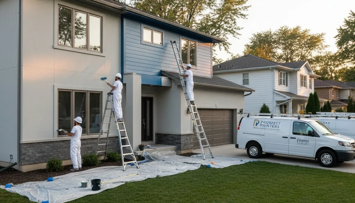 Professional house painters enhancing home exterior in Highland Park IL