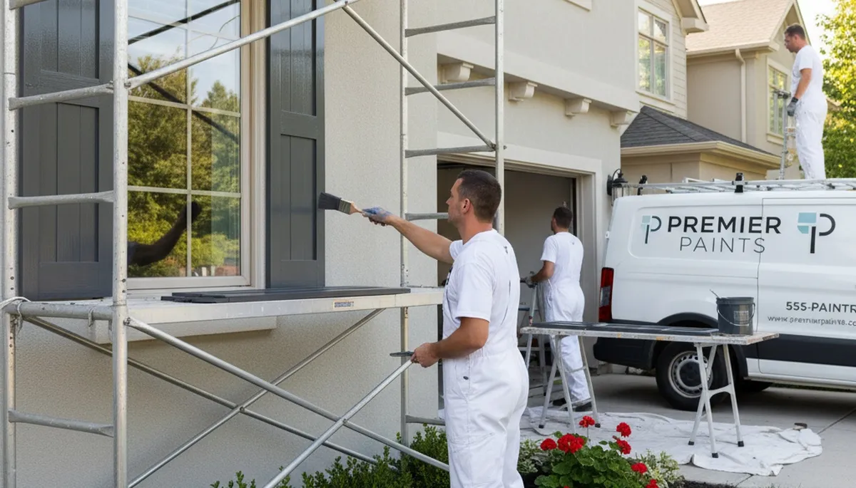 Professional shutter painting on a Highland Park IL home exterior for durable, weather-resistant finish