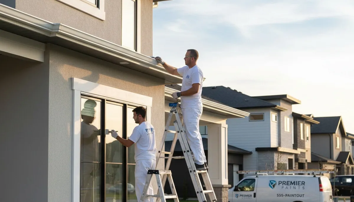 Professional trim and fascia painting on Highland Park, IL home exterior by local house painters