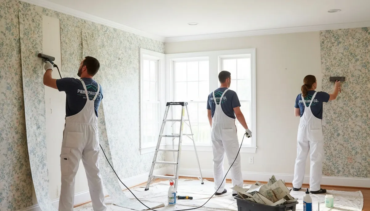 Professional wallpaper removal in Highland Park, IL home by expert house painters